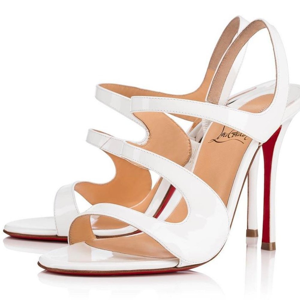 Christian Louboutin Heels 39.5 Patent Leather Vavazou Cutout 100mm B518 Sandals